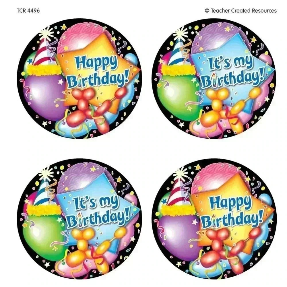 Teacher Created Resources Happy Birthday Wear'Em Badges (4496)- 32 badges